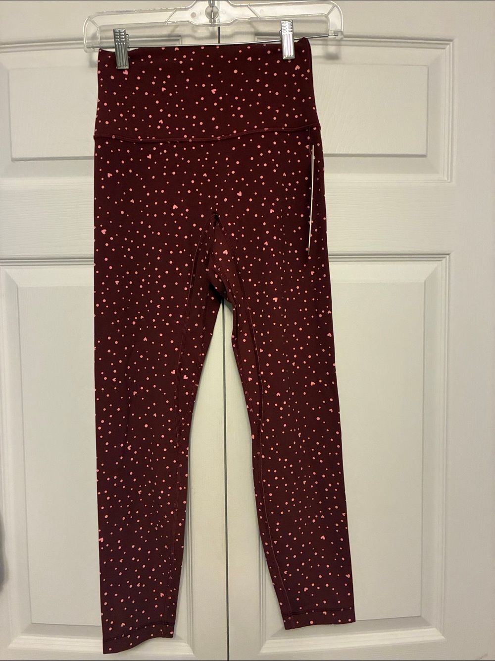Lululemon Align No Line HR Pant 25" Heart Scatter Dot Burgundy Bay Size 6